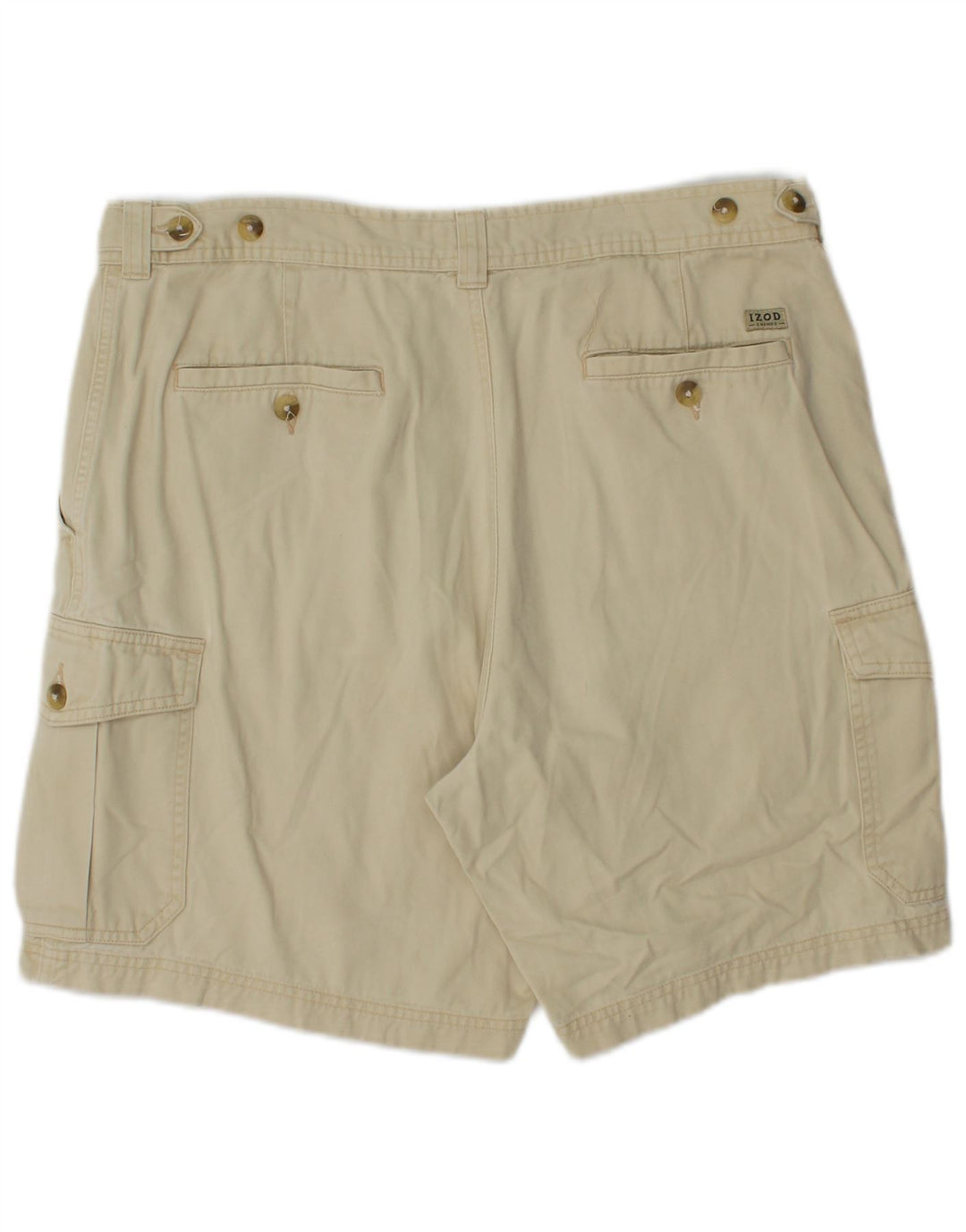 IZOD Мужские шорты-карго W34, большие, бежевые, хлопок
