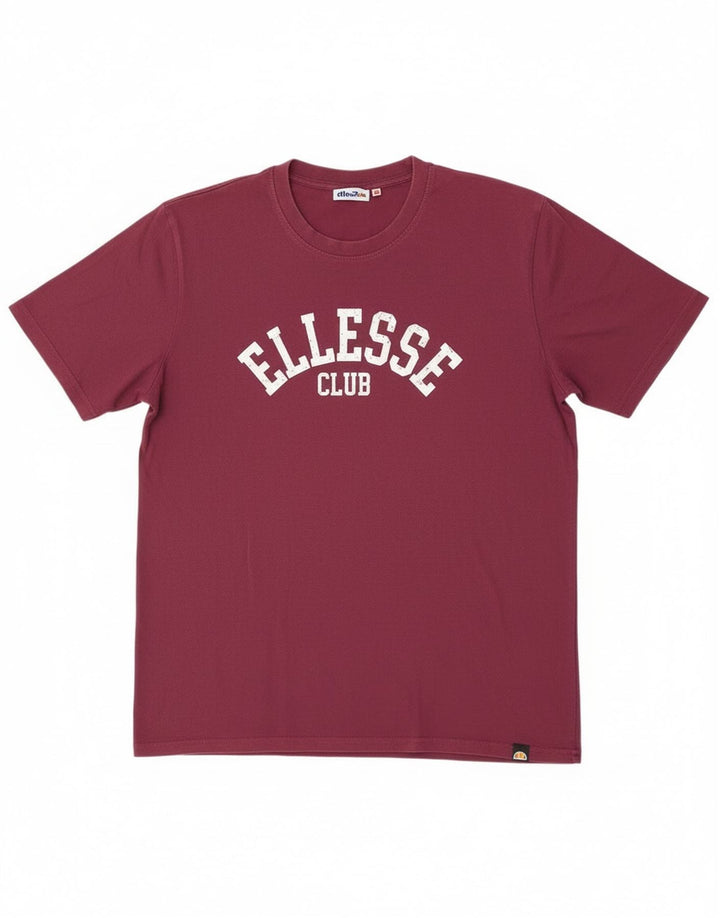 Мужская футболка Ellesse с рисунком, большой темно-бордовый хлопок
