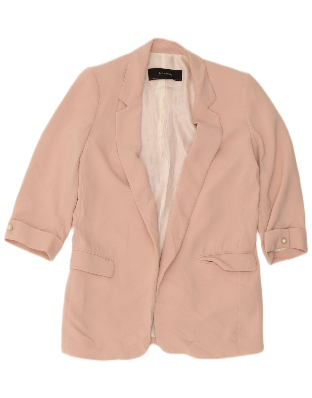 Женский пиджак с открытыми рукавами 3/4 Zara UK 6 XS, розовый полиэстер