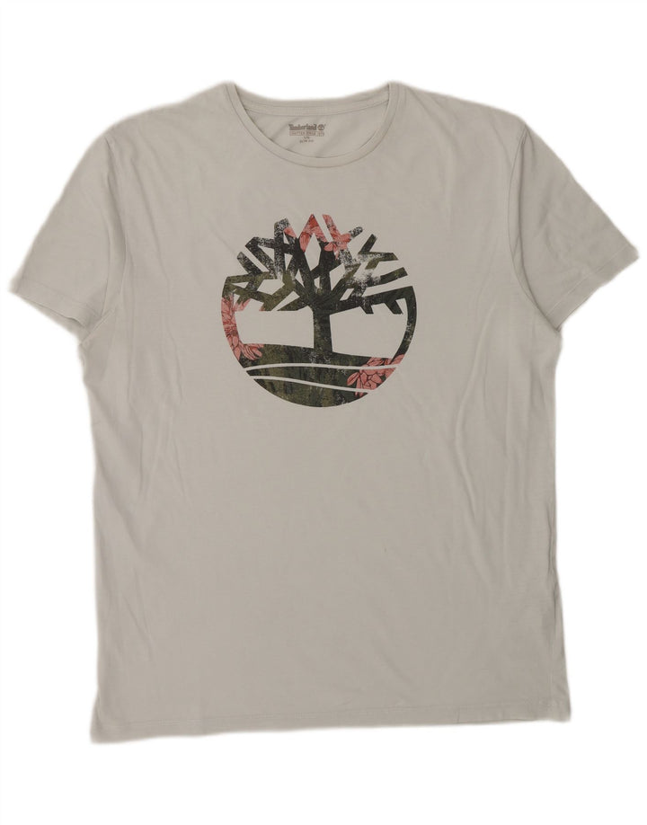 TIMBERLAND Mens Slim Fit Graphic T-Shirt Top Large Grey Cotton