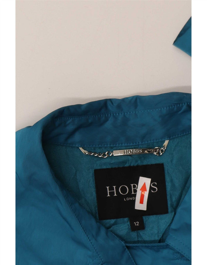 Женский короткий двубортный плащ Hobbs UK 12, средний синий полиэстер