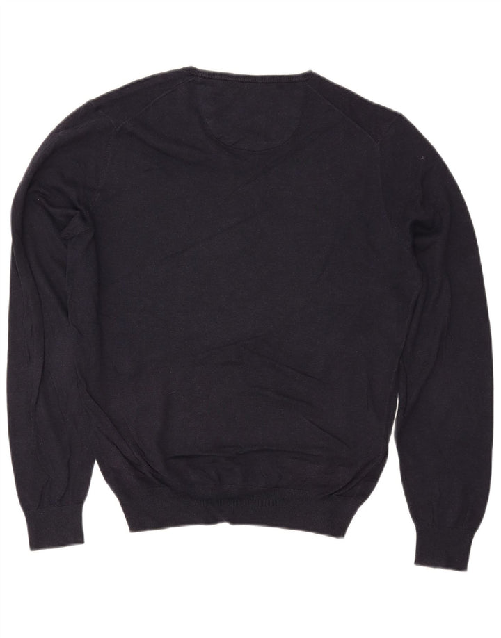 MASSIMO DUTTI Женский свободный джемпер с v-образным вырезом UK 10, маленький темно-синий