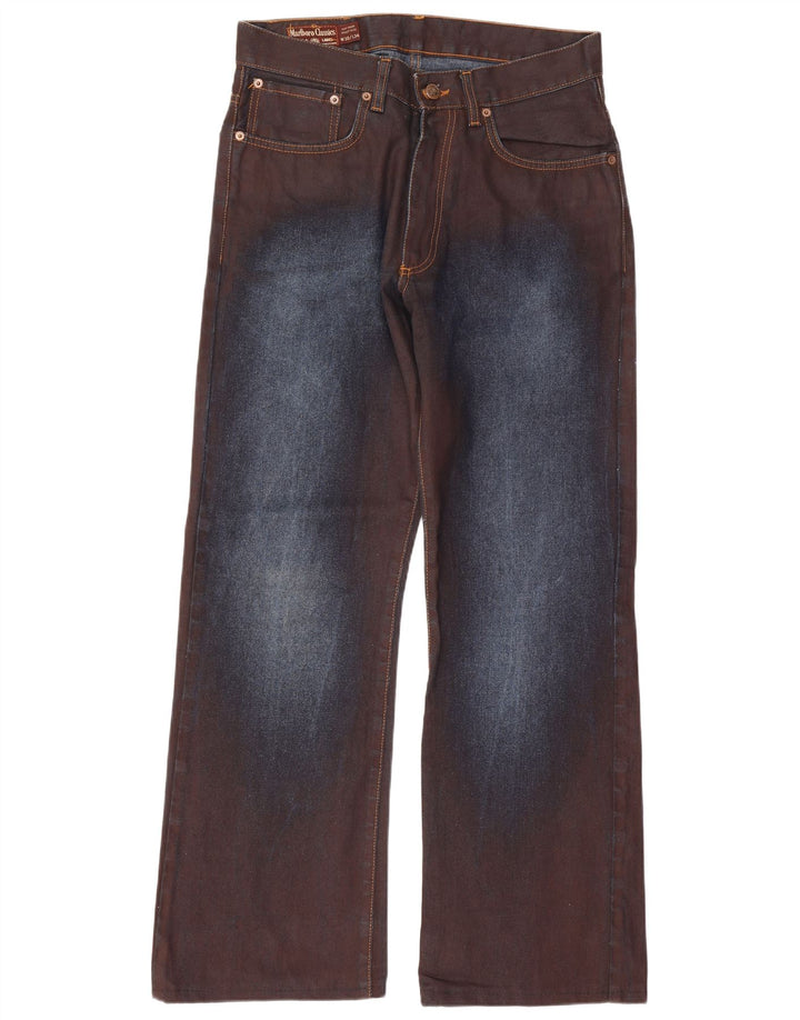 Мужские джинсы Marlboro Classics Bootcut W30 L29 коричневые, хлопок с цветными блоками
