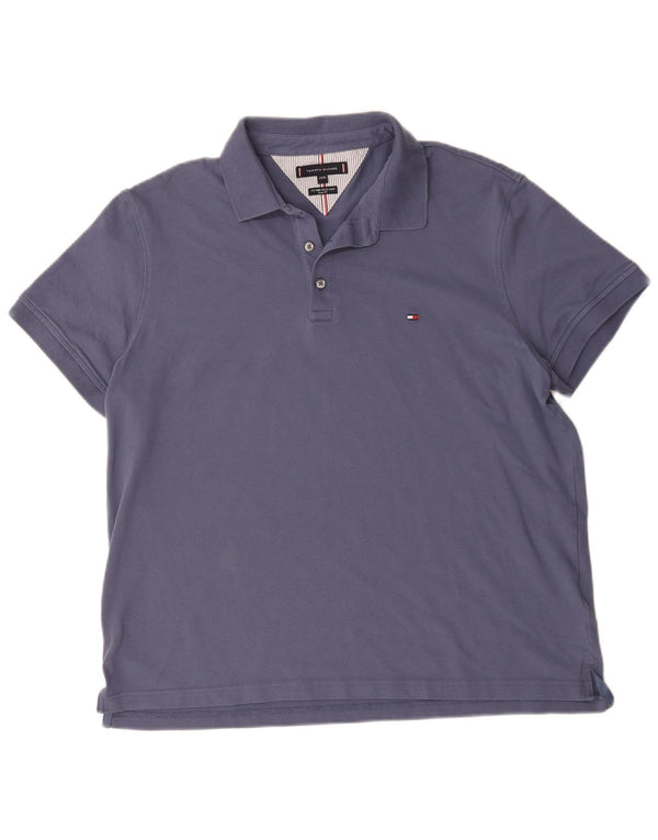 Tommy Hilfiger Мужская рубашка-поло приталенного кроя 3XL Темно-синяя хлопковая