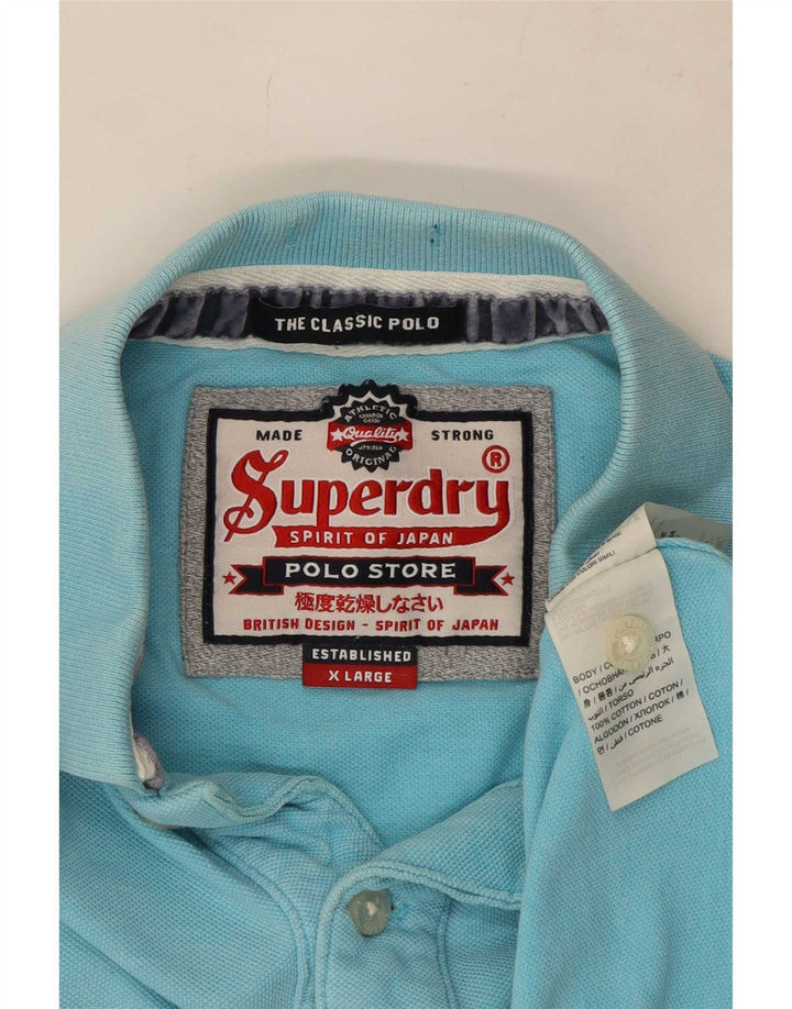 Мужская рубашка-поло с рисунком Superdry XL, синяя, хлопок