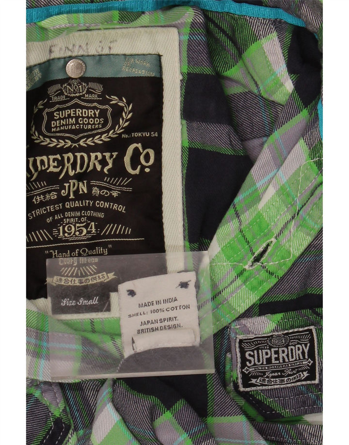 SUPERDRY Мужская фланелевая рубашка маленького размера, зеленая клетка, хлопок