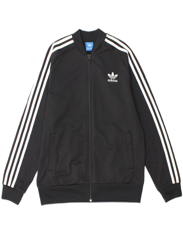 ADIDAS Boys Tracksuit Top Jacket 13-14 Years Black Polyester Vintage Adidas and Second-Hand Adidas from Messina Hembry 