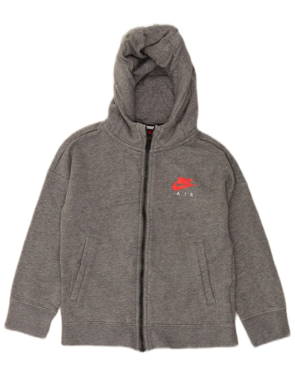 Свитер с капюшоном и воздушной молнией NIKE для девочек 6–7 лет, серый хлопок размера XS