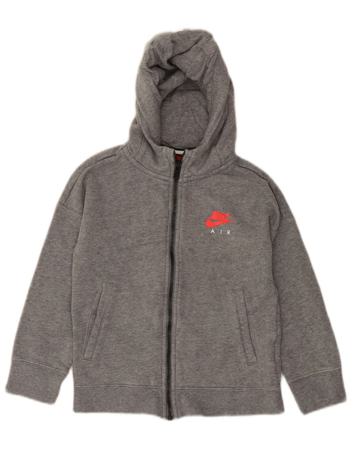 Свитер с капюшоном и воздушной молнией NIKE для девочек 6–7 лет, серый хлопок размера XS