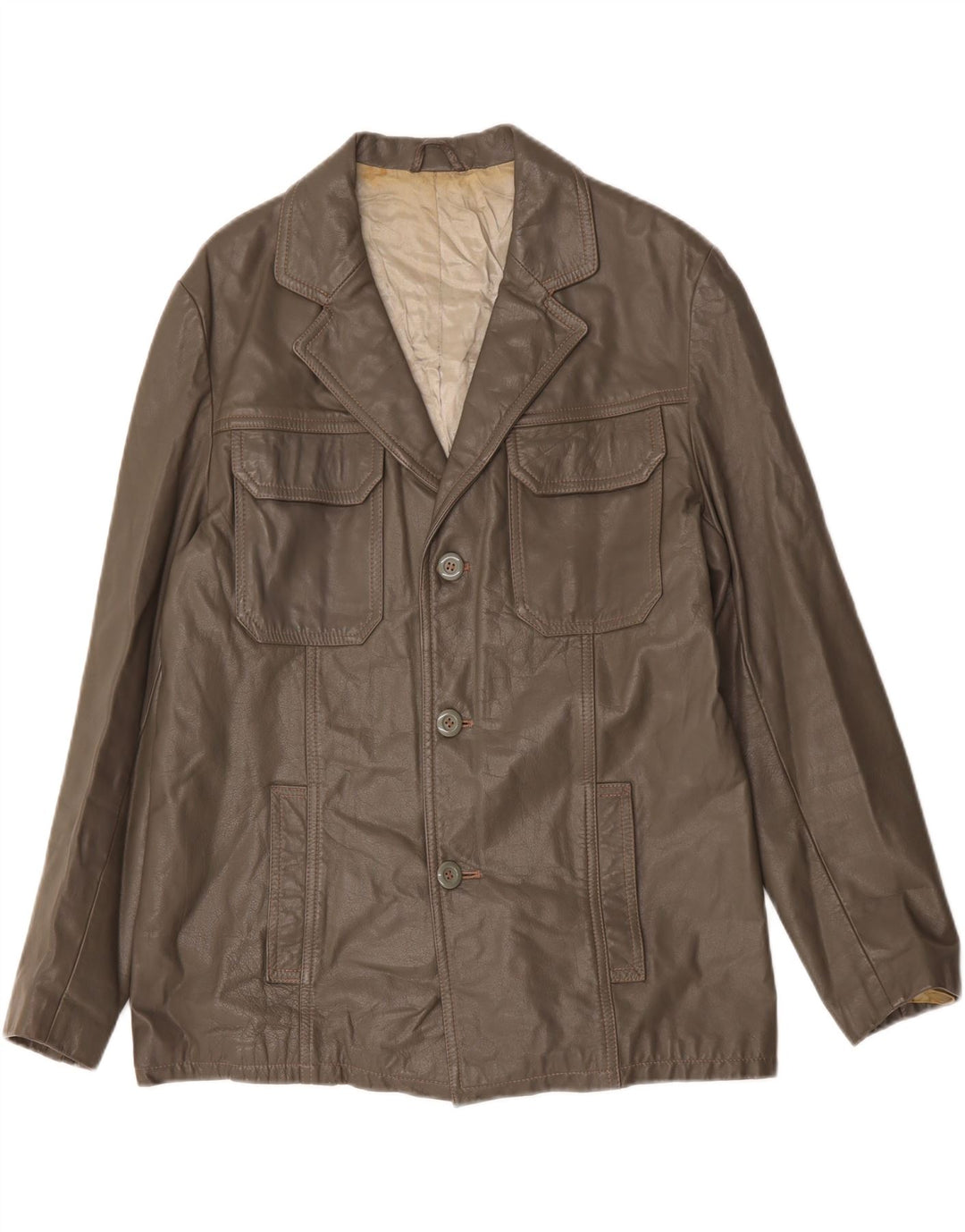 GALA Mens Leather Jacket UK 38 Medium Grey Vintage Gala and Second-Hand Gala from Messina Hembry 