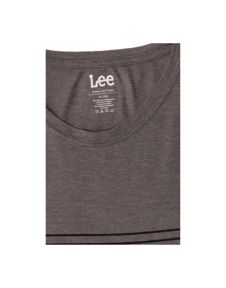 LEE Mens T-Shirt Top XL Grey Striped Cotton