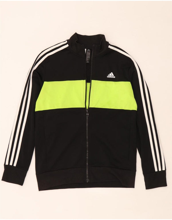 Спортивный костюм Adidas для мальчиков, верхняя куртка 12–13 лет, черный полиэстер с цветными блоками