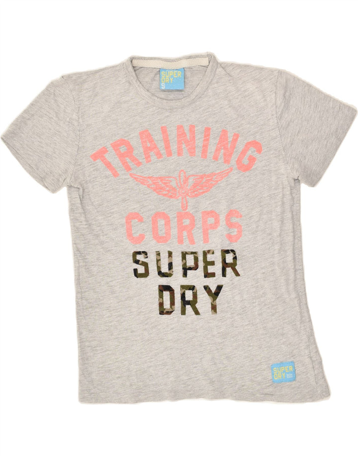 SUPERDRY Womens Loose Fit Graphic T-Shirt Top UK 10 Small Grey Cotton | Vintage Superdry | Thrift | Second-Hand Superdry | Used Clothing | Messina Hembry 