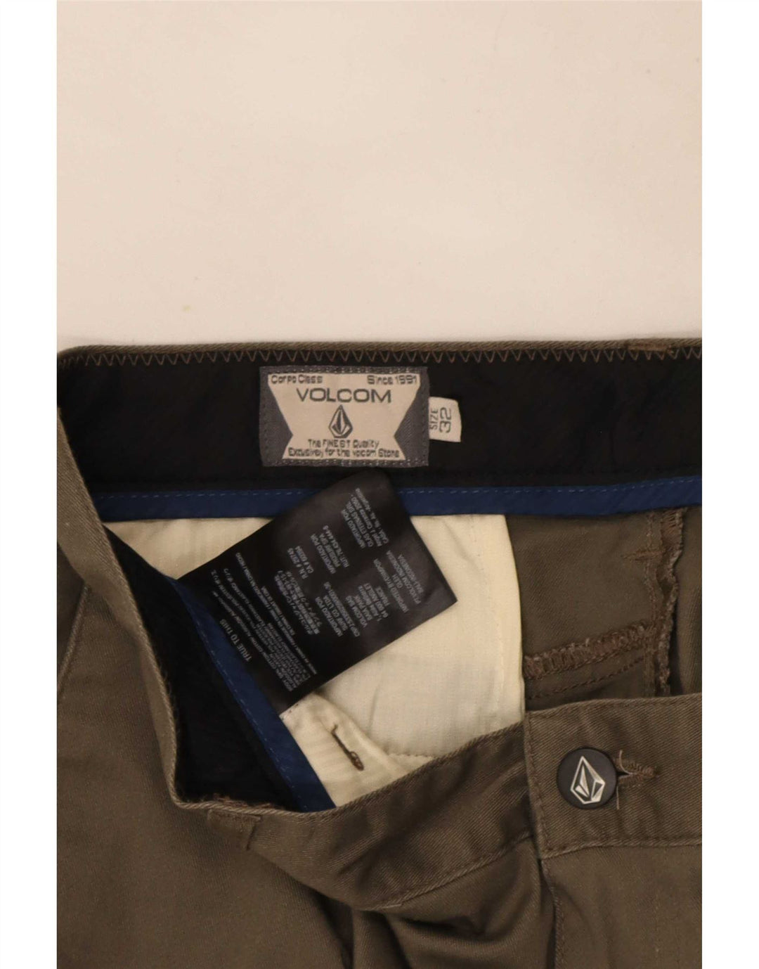 Мужские шорты чинос Volcom W32, хлопок среднего цвета хаки