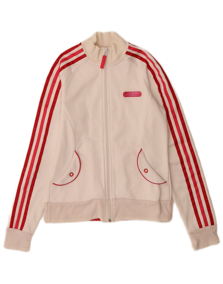 Женский спортивный костюм Adidas с графическим рисунком, верхняя куртка UK 8, маленький белый полиэстер