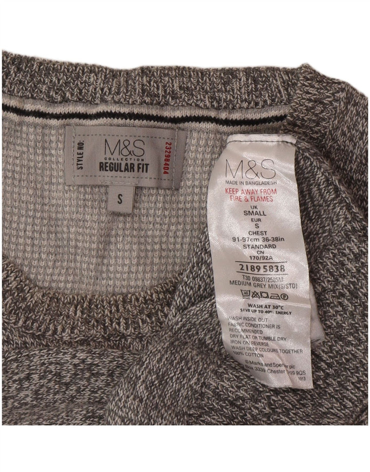 Мужской свитер с круглым вырезом Marks & Spencer, маленький серый в крапинку
