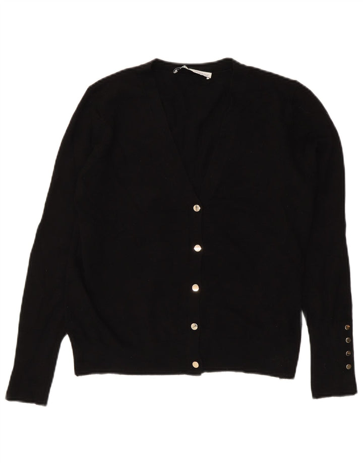 ZARA Womens Crop Cardigan Sweater UK 14 Medium Black Viscose