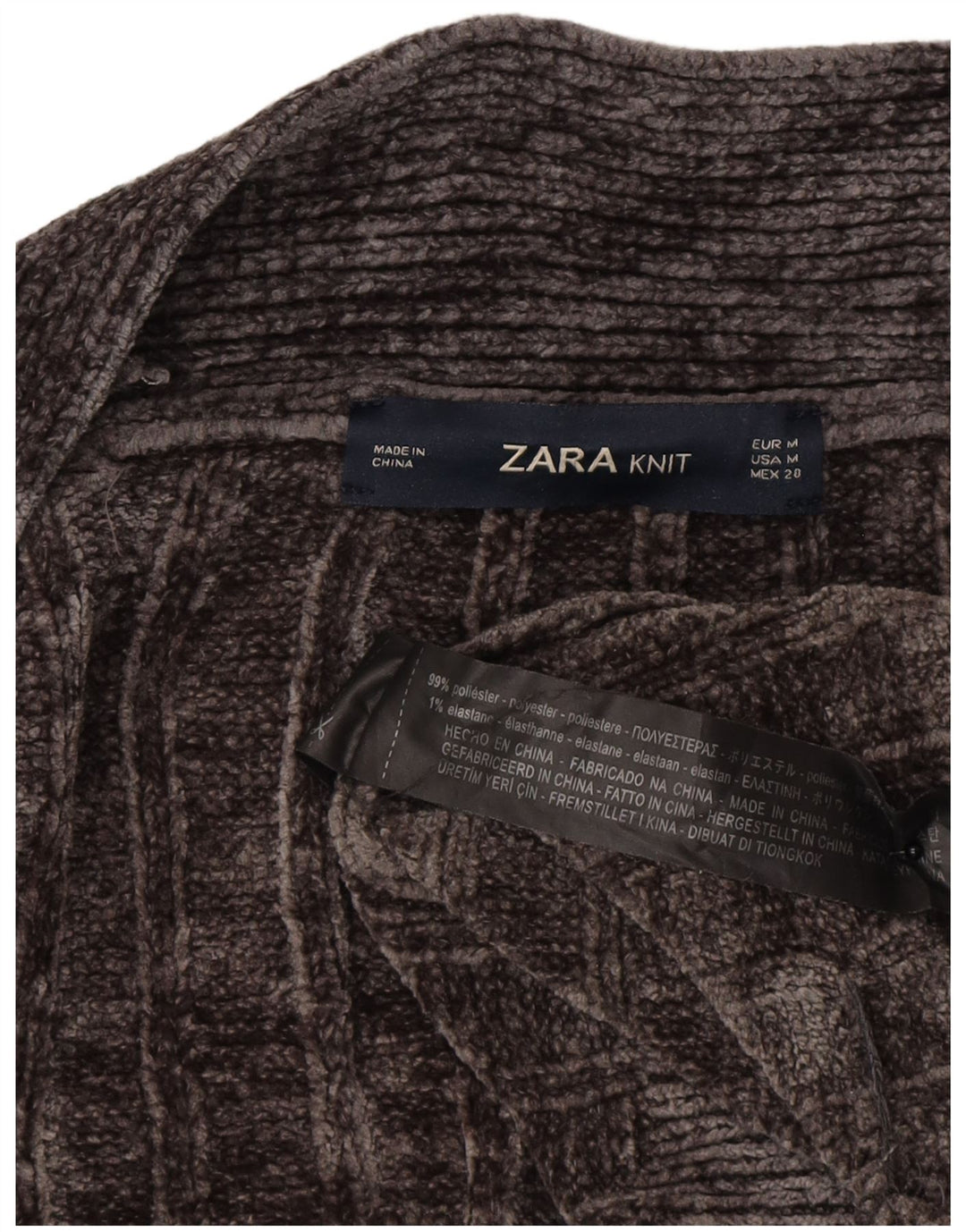 Женский длинный открытый кардиган оверсайз Zara UK 14, средний серый цвет