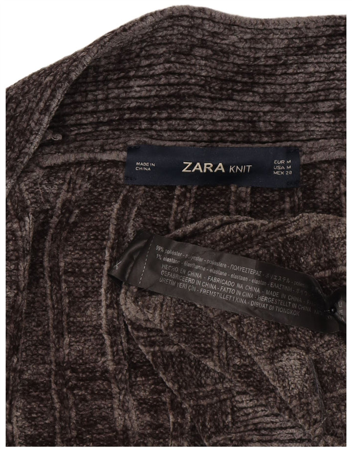Женский длинный открытый кардиган оверсайз Zara UK 14, средний серый цвет
