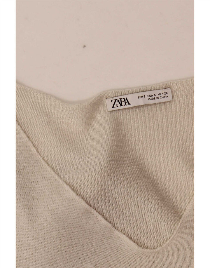 Женский топ Zara с длинным рукавом UK 10, маленький белый