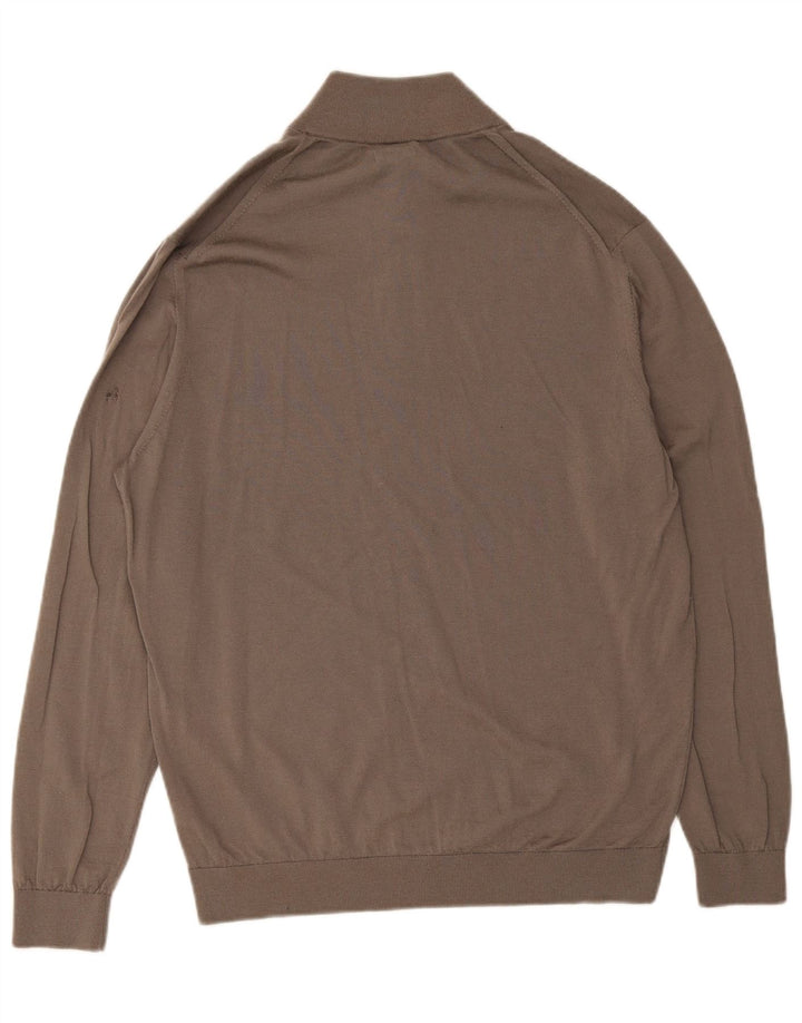 Мужской свитер Massimo Dutti с воротником на молнии 2XL, коричневый, шерсть
