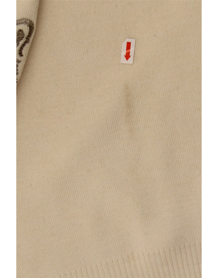 Женский джемпер с высоким воротником BOGNER, Великобритания, 16, большой, бежевый, шерсть с узором пейсли