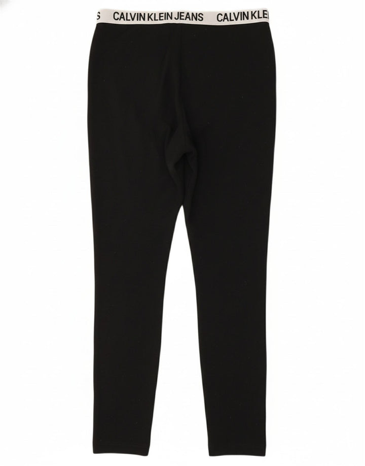 CALVIN KLEIN Womens Graphic Leggings UK 16 Large  Black