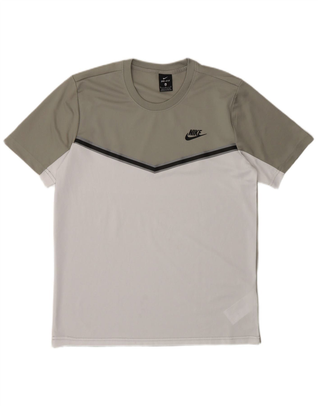 Мужская футболка Nike Dri Fit, средний серый цвет, полиэстер с цветными блоками
