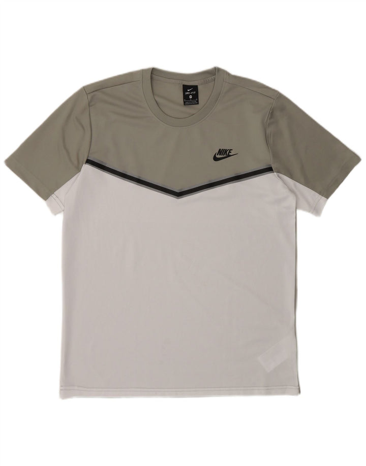 Мужская футболка Nike Dri Fit, средний серый цвет, полиэстер с цветными блоками