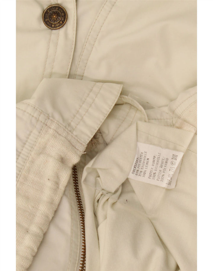 Винтажная женская куртка оверсайз с капюшоном UK 20 2XL Off White