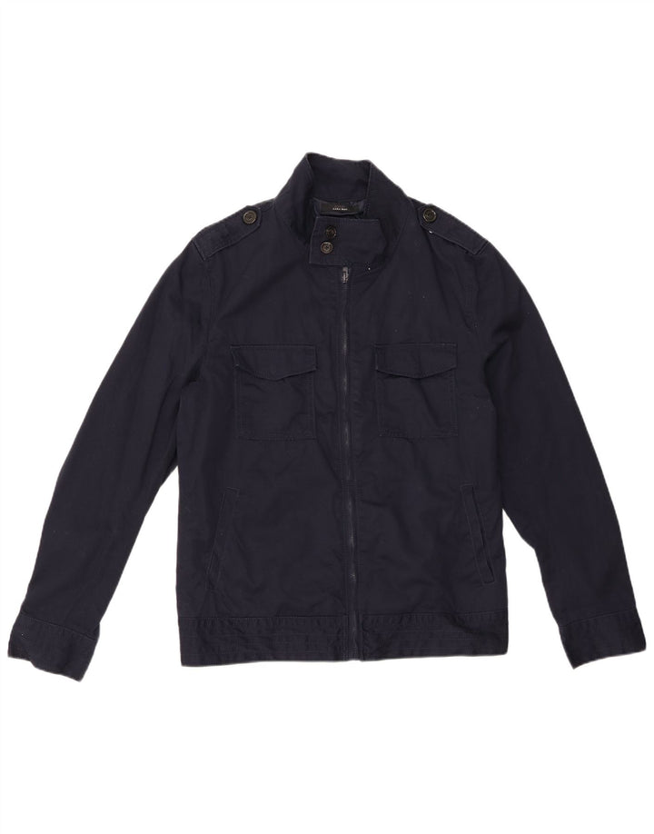 Мужская куртка ZARA в стиле милитари UK 40, большая, темно-синяя, полиэстер