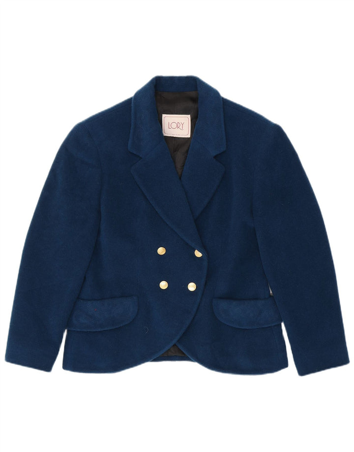 Винтажный женский двубортный пиджак IT 46, большой темно-синий