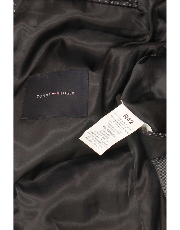 Мужской пиджак Tommy Hilfiger на 2 пуговицах UK 42 XL, серая шерстяная клетка в клетку