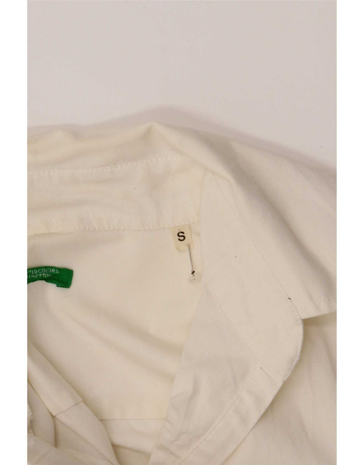 Женская пуловерная рубашка Benetton UK 10, маленькая, белый хлопок