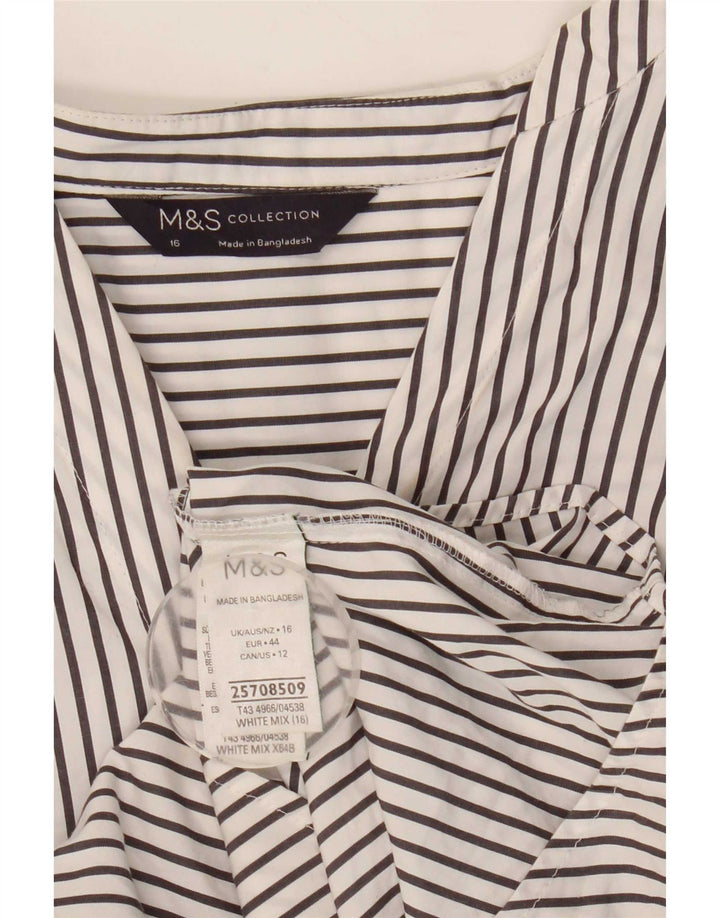 Женская пуловерная рубашка Marks & Spencer UK 16, хлопок в большую белую полоску
