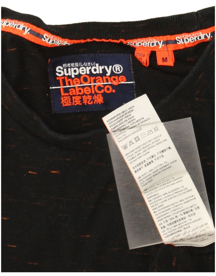 Мужская футболка Superdry Top из хлопка среднего размера, черная в крапинку
