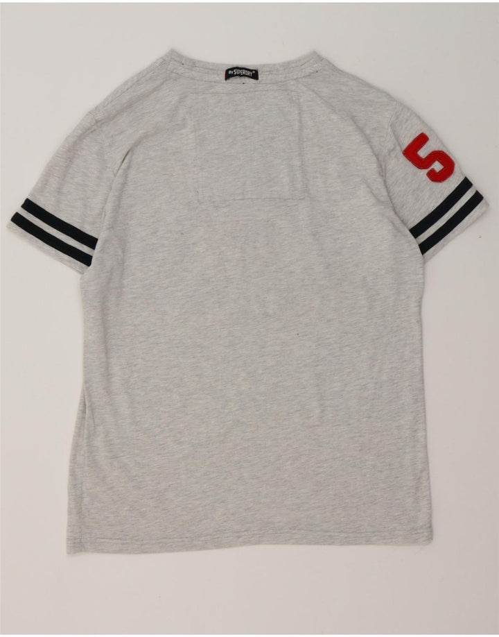 SUPERDRY Мужская футболка с рисунком, топ 2XL, серый хлопок в крапинку