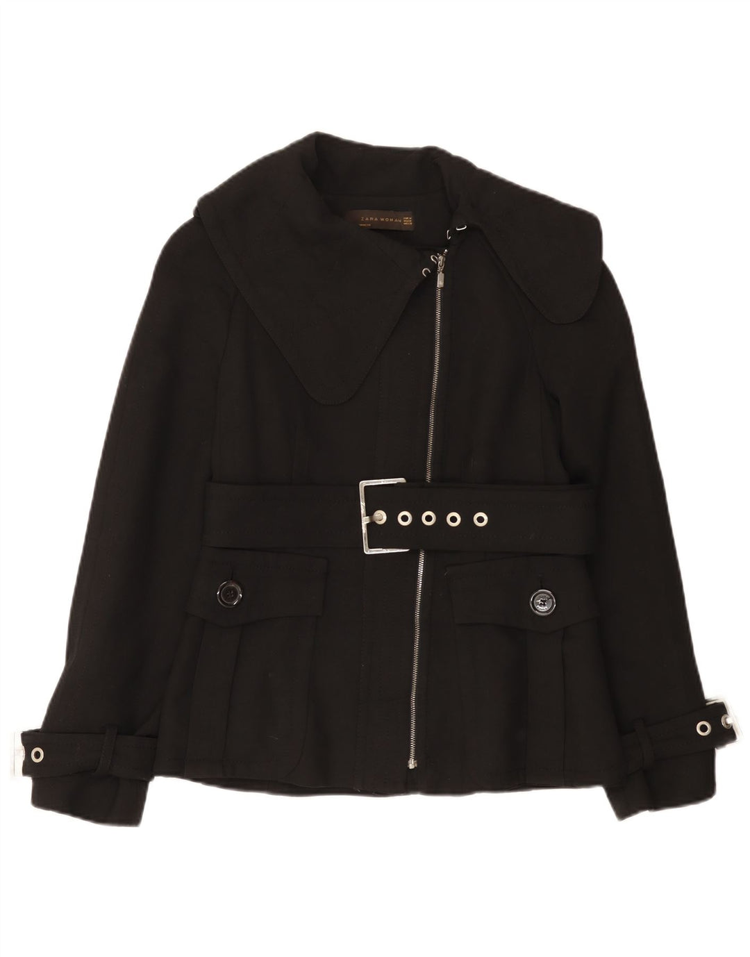 Женская косуха Zara UK 12, средний черный полиэстер