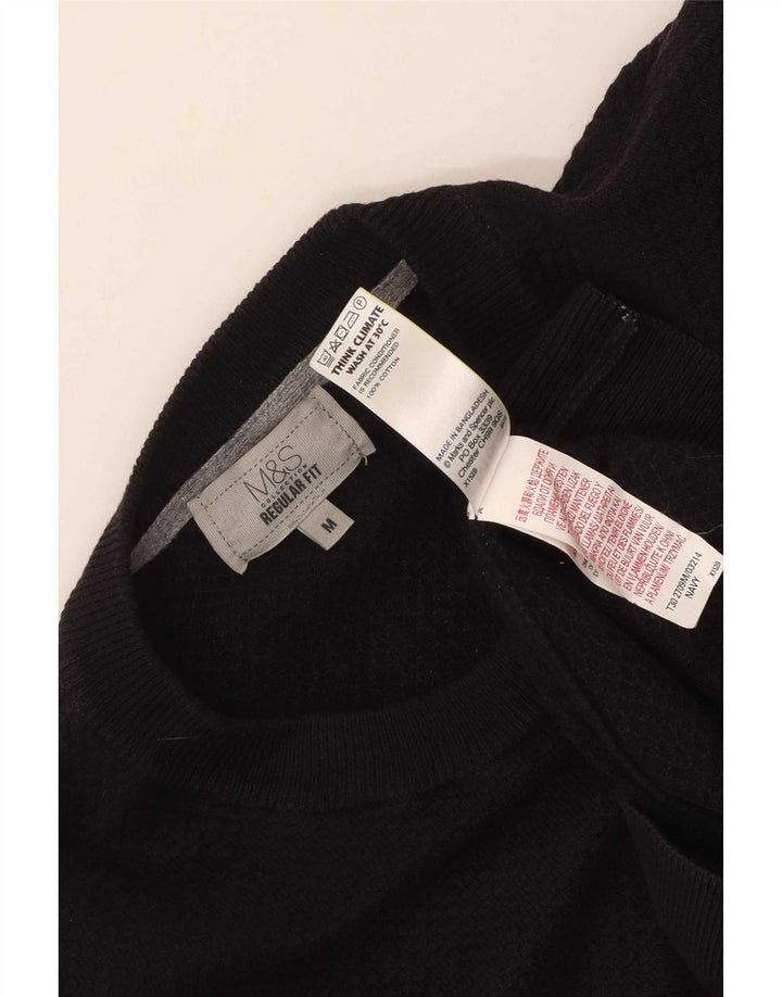 Мужской джемпер с круглым вырезом стандартного кроя Marks & Spencer, средний темно-синий