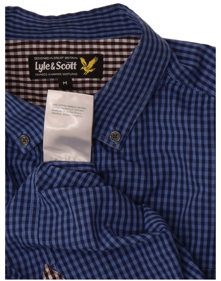 Мужская рубашка Lyle & Scott среднего цвета из хлопка в мелкую клетку синего цвета