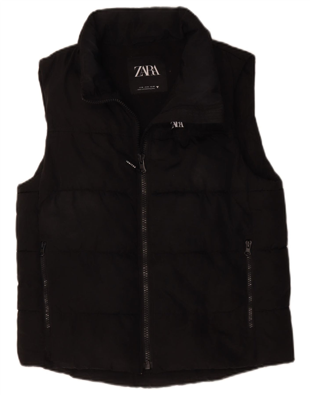 Женский утепленный жилет Zara UK 14, средний черный полиэстер