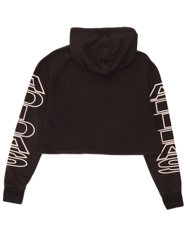 Женский укороченный джемпер с капюшоном Adidas Oversized с рисунком UK 6 XS, черный хлопок