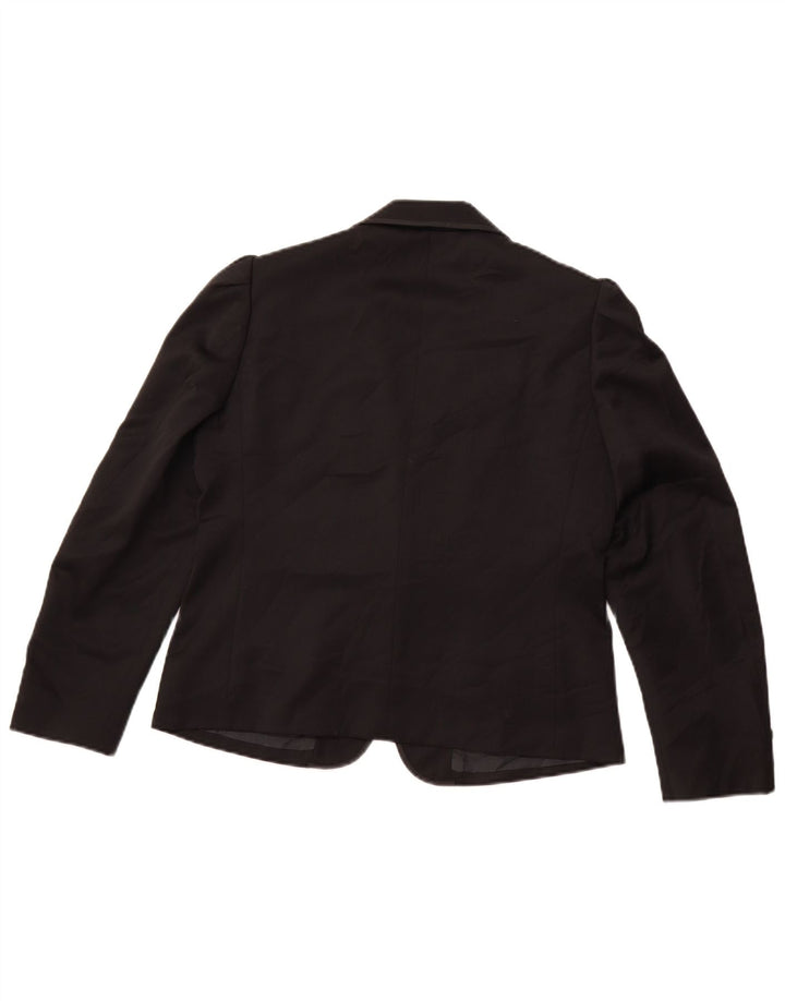 ВИНТАЖНЫЙ женский пиджак на 1 пуговице IT 42, средний черный, шерсть