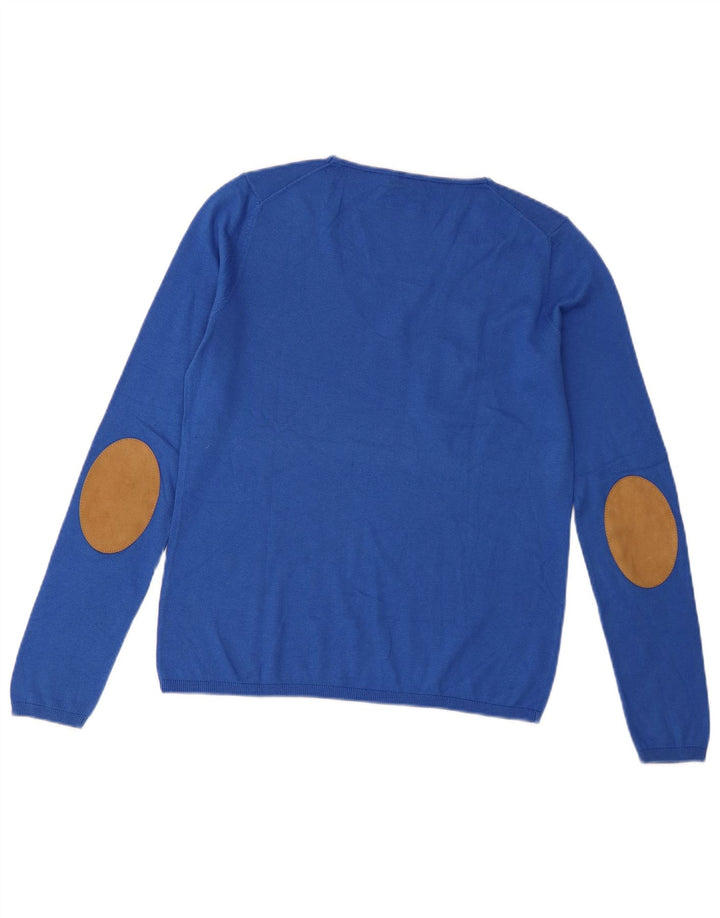 Женский джемпер с v-образным вырезом Massimo Dutti UK 10, маленький синий