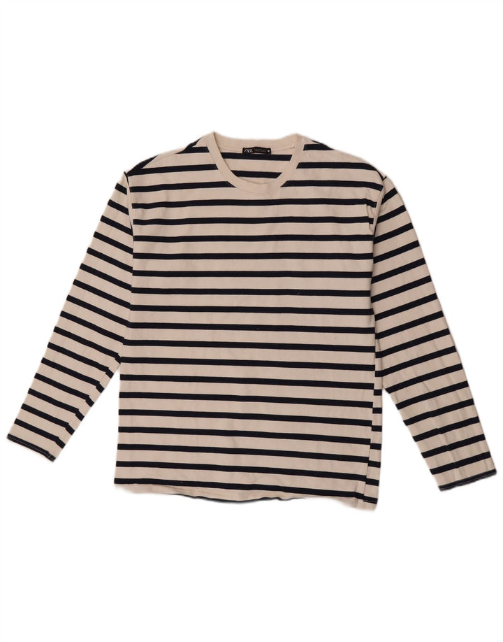 Женский топ Zara с длинным рукавом UK 12, средний, в белую полоску