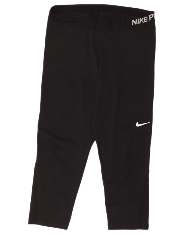 Женские леггинсы-капри с рисунком Nike Dri Fit UK 18 XL, черный полиэстер