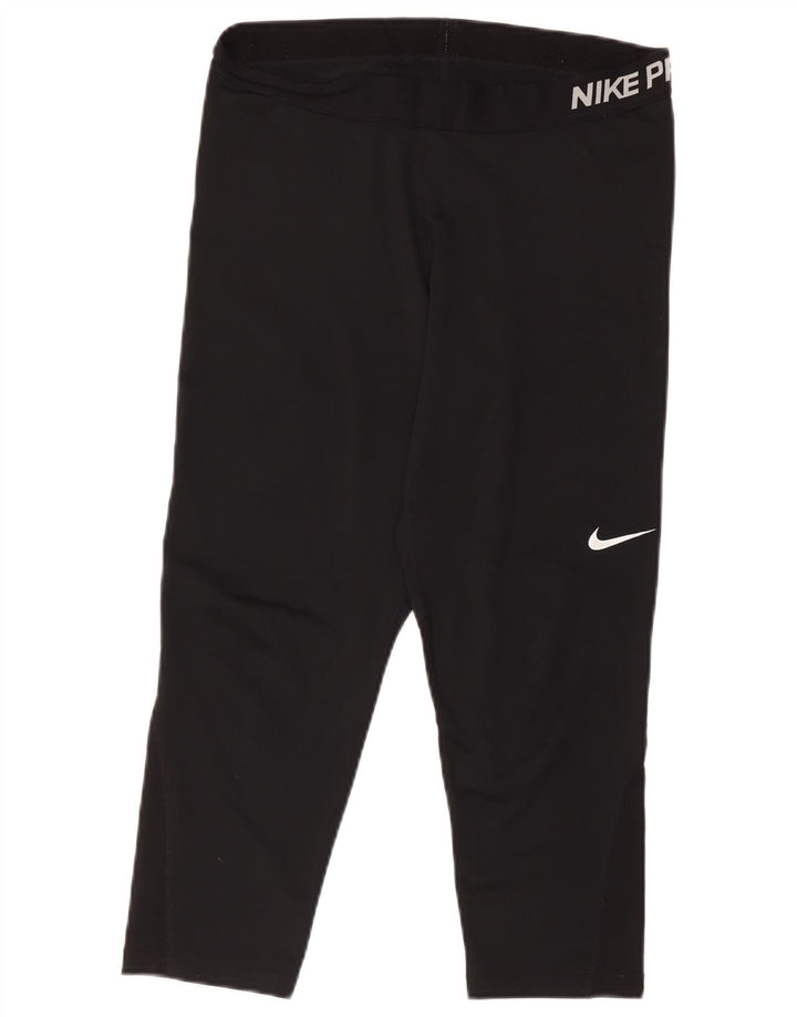 Женские леггинсы-капри с рисунком Nike Dri Fit UK 18 XL, черный полиэстер