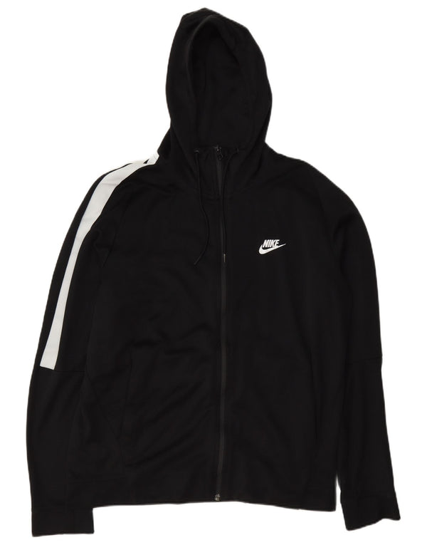 Мужской свитер с капюшоном на молнии Nike, большой черный, хлопковый с цветными блоками