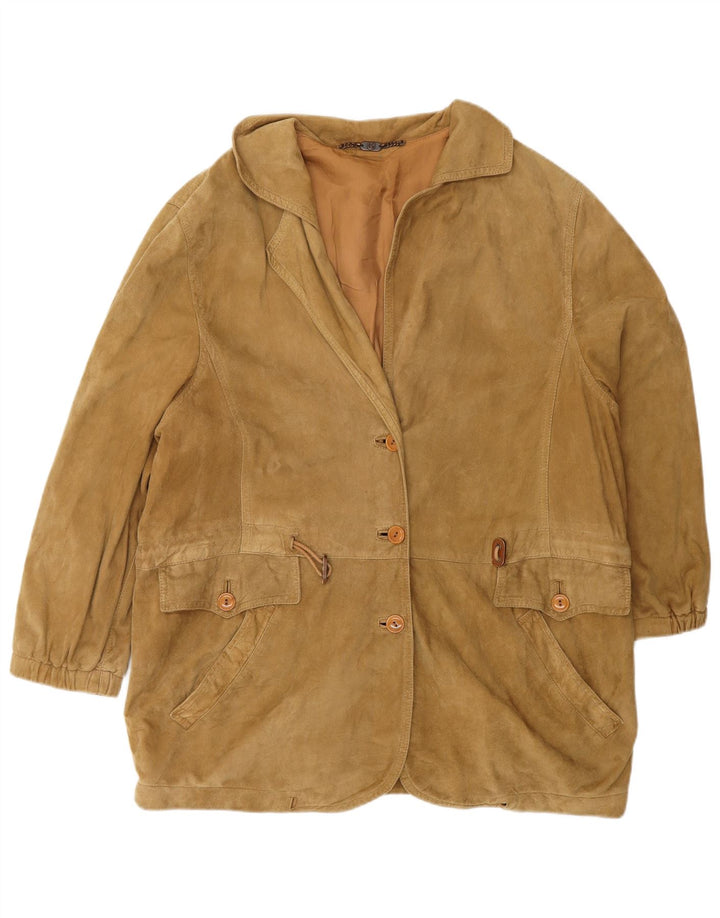 NAZARENO GABRIELLI Womens Oversized Suede Jacket IT 42 Medium Beige Cupro