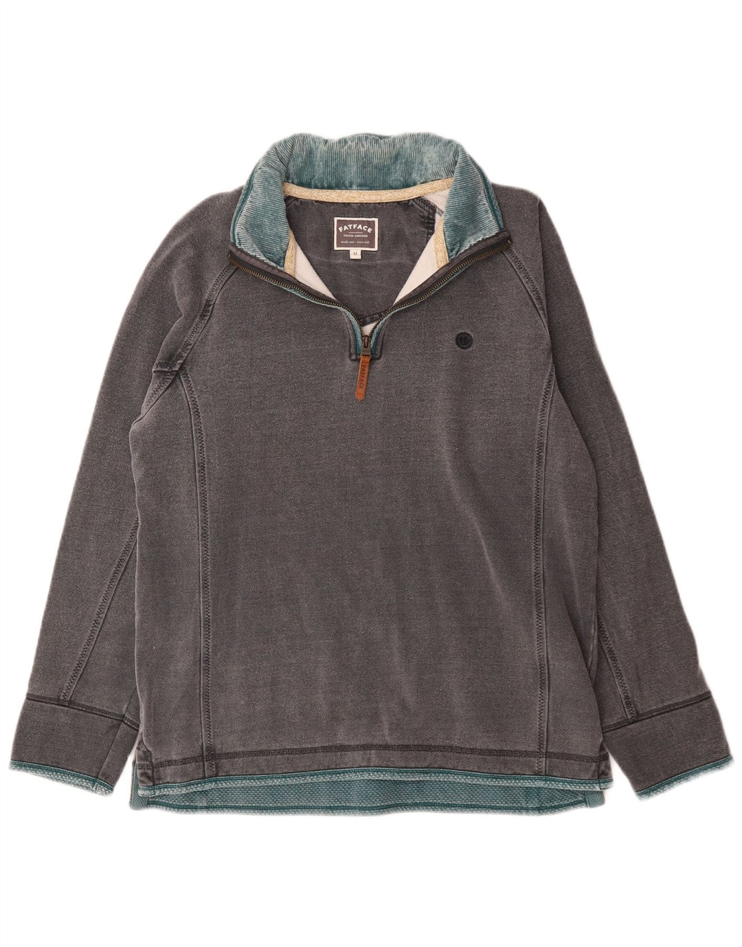 Мужской свитер с воротником на молнии Fat Face, джемпер среднего серого цвета, хлопок